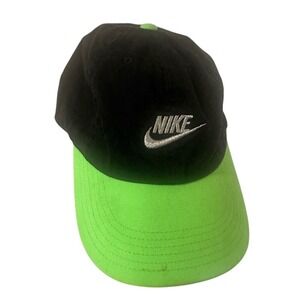 1990's‎ vintage black and neon green Nike baseball cap GUC